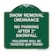Signmission Snow Removal Ordinance-No Parking After 2 Snowfall, Green & White Alum, 18" x 18", GW-1818-22886 A-DES-GW-1818-22886 - alternate 1